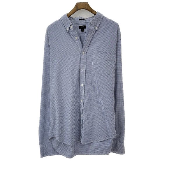 J. CREW SLIM FIT Gingham Blue Shirt Size L - Picture 1 of 6